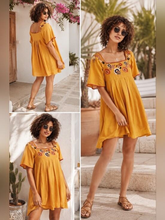 Madewell Dresses & Skirts - Madewell Embroidered Square-Neck Mini Dress Size XXS